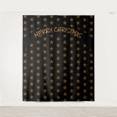 Tenture Noël | Vacances | Étoiles Dorées | Fond Noir (Devant)