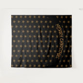 Tenture Noël | Vacances | Gold Stars | Arrière-plan noir (Devant (Horizontal))