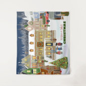 Tenture Noël Ville des merveilles d'hiver Maisons en carre (Devant)