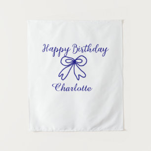 Tenture Nœud bleu CUTIE AJOUTER NOM BÉBÉ joyeux anniversai