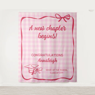 Tenture Nœud Gingham Rose Un Nouveau Chapitre Diplôme