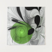 Tenture Noir Abstrait et blanc avec art fractal vert (Devant)