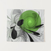 Tenture Noir Abstrait et blanc avec art fractal vert (Devant (Horizontal))
