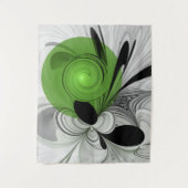 Tenture Noir Abstrait et blanc avec art fractal vert (Devant)