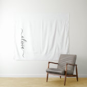 Tenture Noir Blanc moderne Script Girl Monogramme Nom (En situation (horizontale))