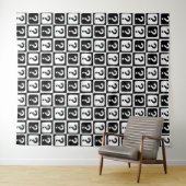 Tenture Noir blanc Question Mark Riddle Block Monogramme (En situation (horizontale))