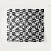 Tenture Noir blanc Question Mark Riddle Block Monogramme (Devant (Horizontal))