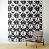 Tenture Noir blanc Question Mark Riddle Block Monogramme (En situation)