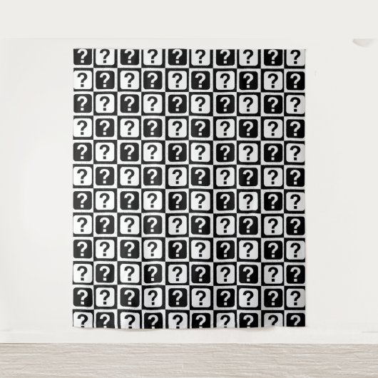 Tenture Noir blanc Question Mark Riddle Block Monogramme (Devant)