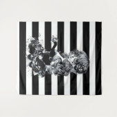 Tenture Noir & Blanc Striped Joli Crâne de sucre fille (Devant (Horizontal))