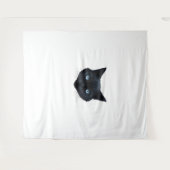 Tenture Noir Chat Visage Bleu Yeux Graphique Tee Chat Homm (Devant (Horizontal))