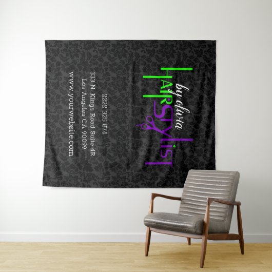 Tenture Noir Damas Et Gras Texte Design (En situation (horizontale))