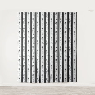 Tenture Noir et blanc gris vintage rayé avec des roses
