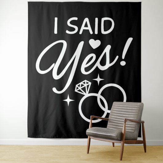 Tenture Noir et blanc J'ai dit Oui Partie d'engagement (En situation)