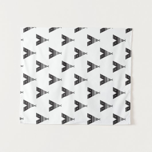 Tenture Noir et blanc. Modèle de Teepee (Devant (Horizontal))