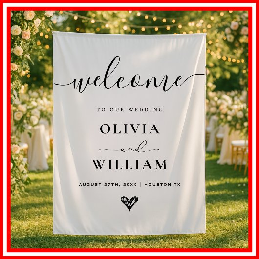 Tenture Noir et blanc Simple Mariage Affiche de bienvenue