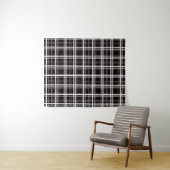 Tenture Noir Fenêtre Plaid Grid Stripes Design Motif (En situation (horizontale))