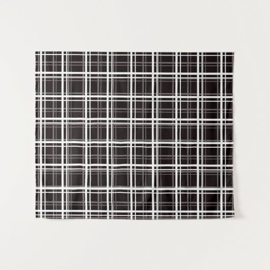 Tenture Noir Fenêtre Plaid Grid Stripes Design Motif (Devant (Horizontal))