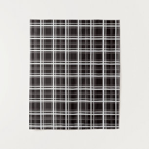 Tenture Noir Fenêtre Plaid Grid Stripes Design Motif