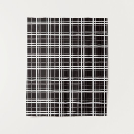 Tenture Noir Fenêtre Plaid Grid Stripes Design Motif (Devant)