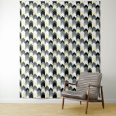 Tenture Noir, gris, chevron jaune (En situation)