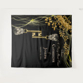 Tenture Noir Or Halloween Mariage & Clés en Crâne Doré (Devant (Horizontal))