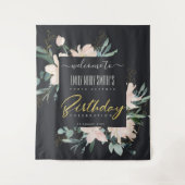 TENTURE NOIR ROSE DORÉ FLEURIS BIENVENUE ANNIVERSAIRE TOUT (Devant)