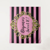 Tenture Noir rose et or rayé Anniversaire arrière-plan (Devant)