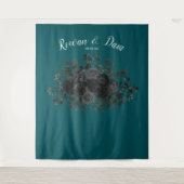 Tenture Noir Turquoise Rose gothique Elégant Mariage (Devant)