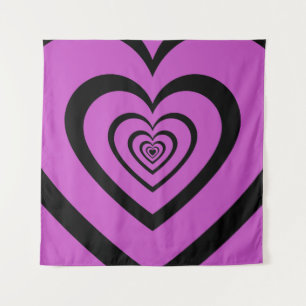 Tenture Noir violet Hypnotique Motif d'amour du coeur