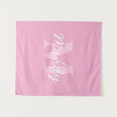 Tenture Nom cursif mignon et monogramme | Rose (Devant (Horizontal))