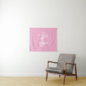 Tenture Nom cursif mignon et monogramme | Rose (En situation (horizontale))