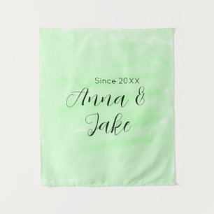 Tenture nom de couple de mariage date aquarelle verte past