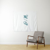Tenture Nom de couple de mariage monogramme turquoise styl (En situation (horizontale))
