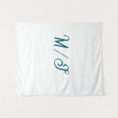 Tenture Nom de couple de mariage monogramme turquoise styl (Devant (Horizontal))