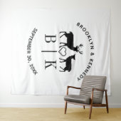 Tenture Nom de couple Deer Monogram Mariage campagnard rus (En situation (horizontale))