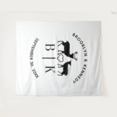 Tenture Nom de couple Deer Monogram Mariage campagnard rus (Devant (Horizontal))