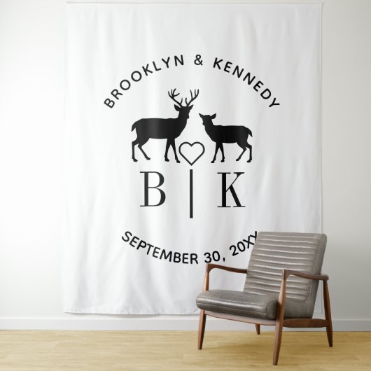 Tenture Nom de couple Deer Monogram Mariage campagnard rus (En situation)