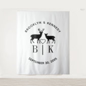 Tenture Nom de couple Deer Monogram Mariage campagnard rus (Devant)