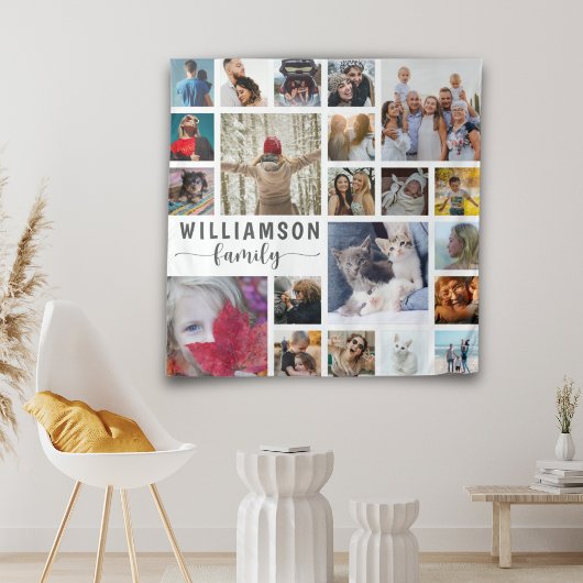 Tenture Nom de famille moderne 21 Photo Collage