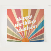 Tenture Nom de fête d'anniversaire personnalisé rétro Écla (Devant (Horizontal))