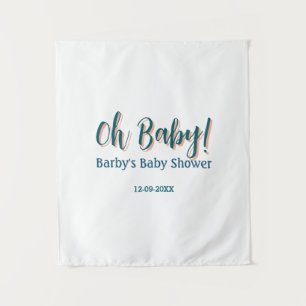 Tenture nom de fête prénatale bébé de type gras bleu simpl