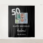 Tenture nom de gars photo noir fête d'anniversaire 50 ans (Devant)