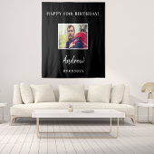 Tenture Nom de l'homme de la photo noire de fête d'anniver