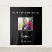 Tenture Nom de l'homme de la photo noire de fête d'anniver (Devant)