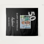 Tenture nom de l'homme photo noir fête des 50 ans (Devant (Horizontal))