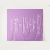 Tenture Nom de mariage moderne Script Chic Fond Mauve (Devant (Horizontal))