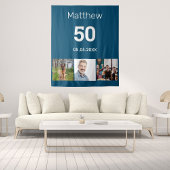 Tenture Nom de photo bleue pour fête d'anniversaire homme