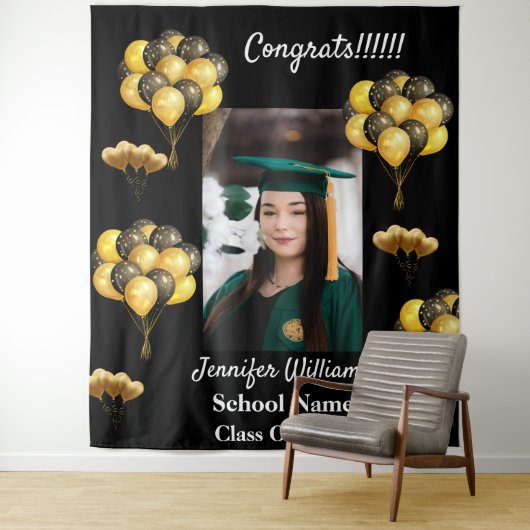 Tenture Nom de photo personnalisé Année scolaire Fête de r (En situation)