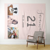 Tenture Nom de photo rose poudré pour fête d'anniversaire  (En situation (horizontale))